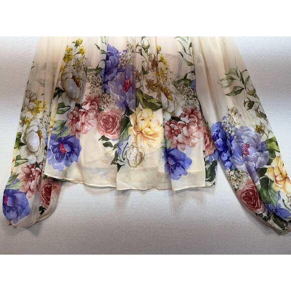 NWT Rachel Zoe Floral Sheer Long Sleeve Blouse w/ Inner Womens S Multicolor - Picture 14 of 15